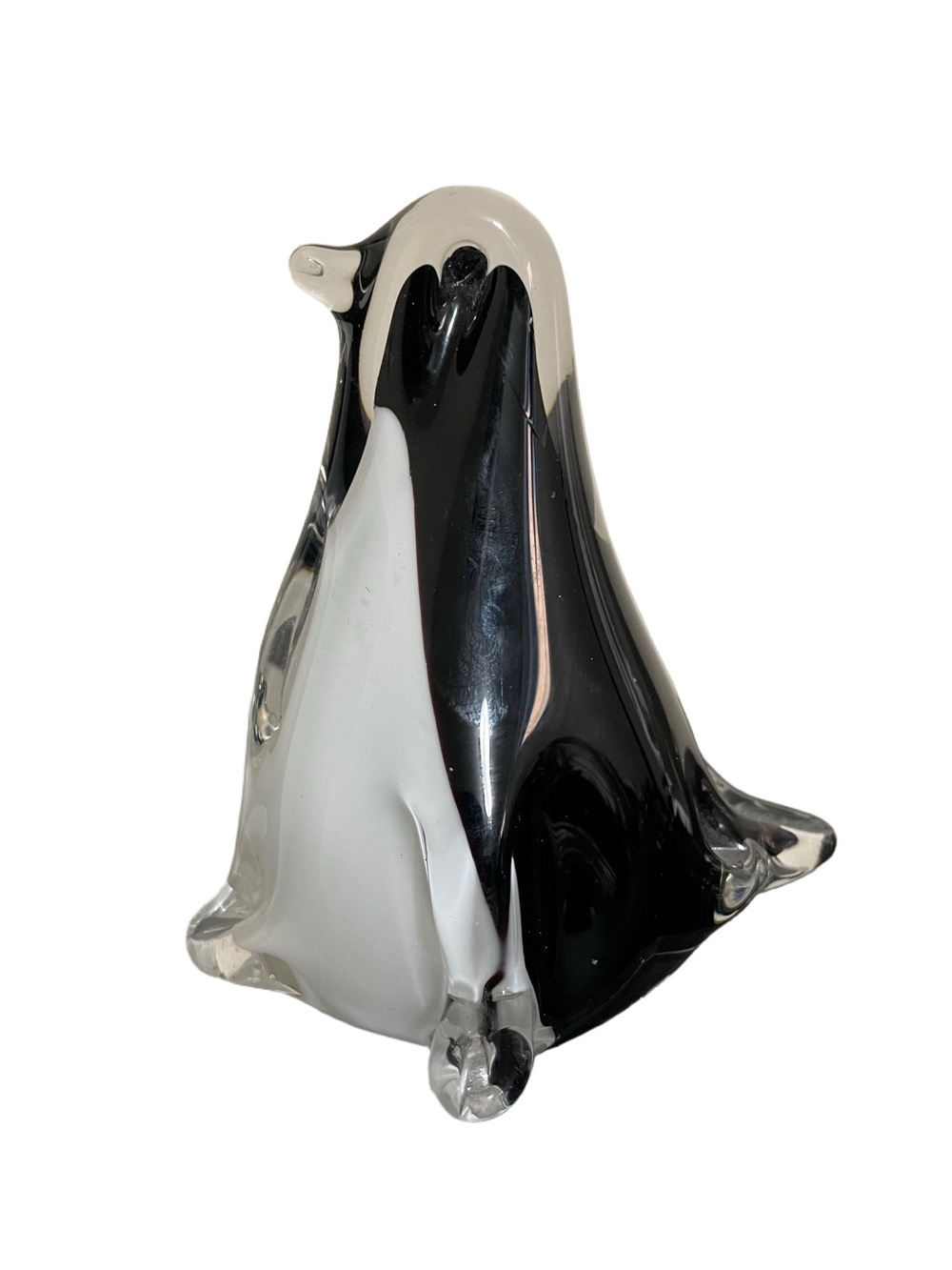 Art Glass Penguin Sculpture in Black and White